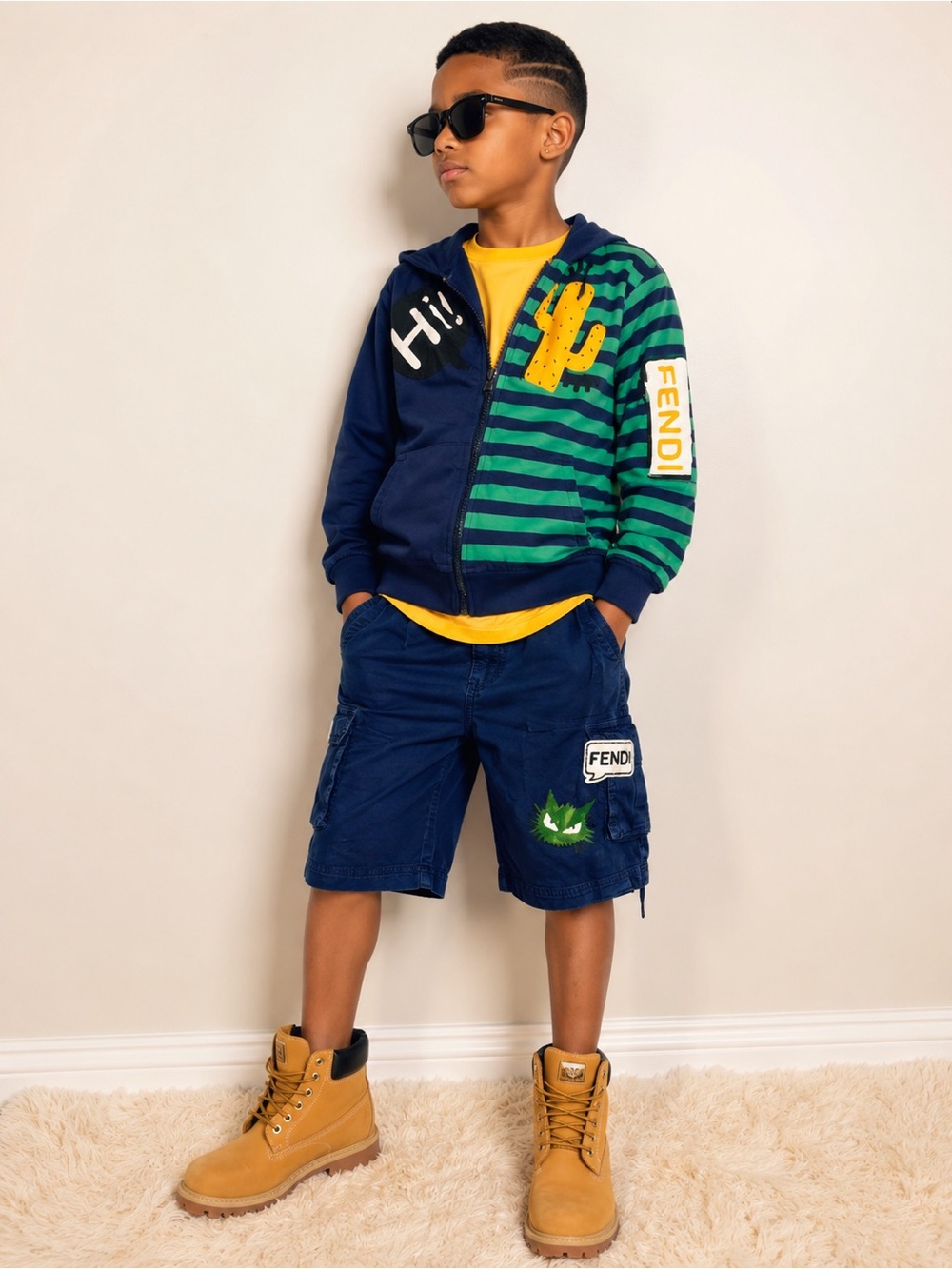 Hi! Fendi Kids Hoodie & Cargo Shorts Set Size 10